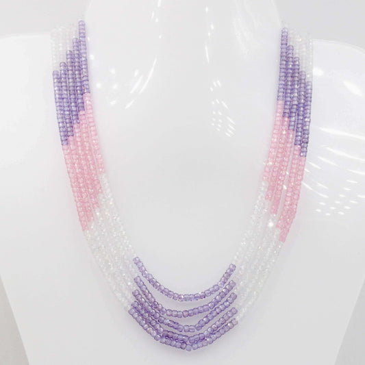 Multi - Color CZ Beaded Necklace - Taj Mahal Gems