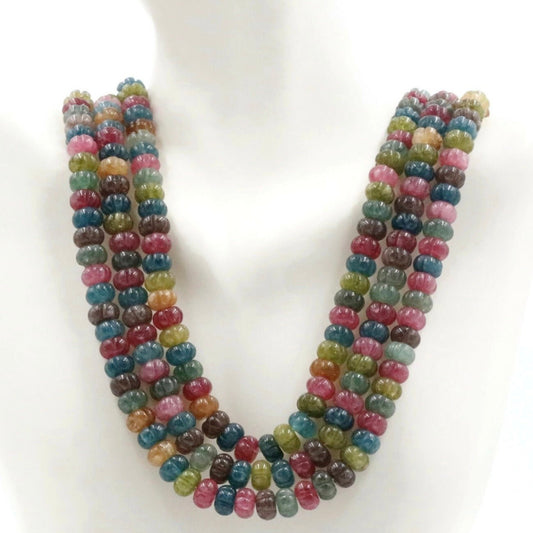 Multi - Color Jade Pumpkin Necklace - Taj Mahal Gems