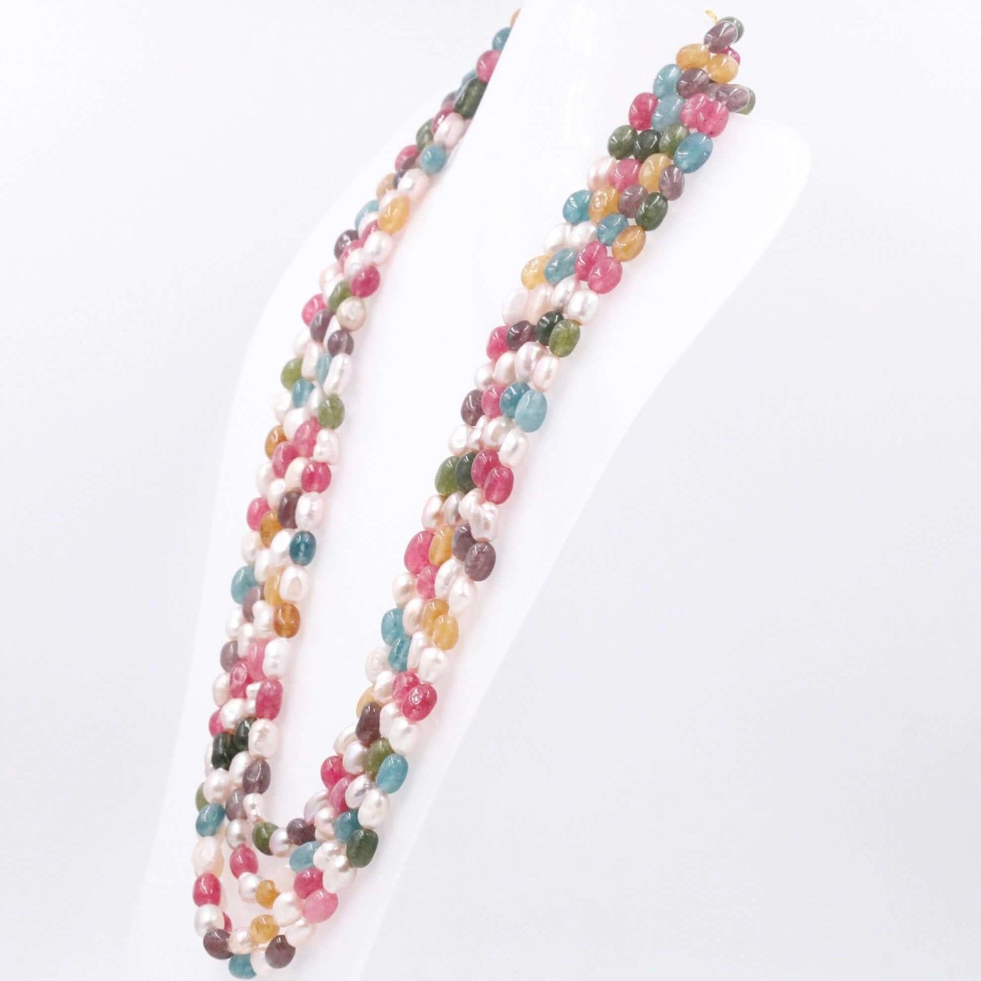 Multi Color Quartz and Pearl Necklace - Taj Mahal Gems