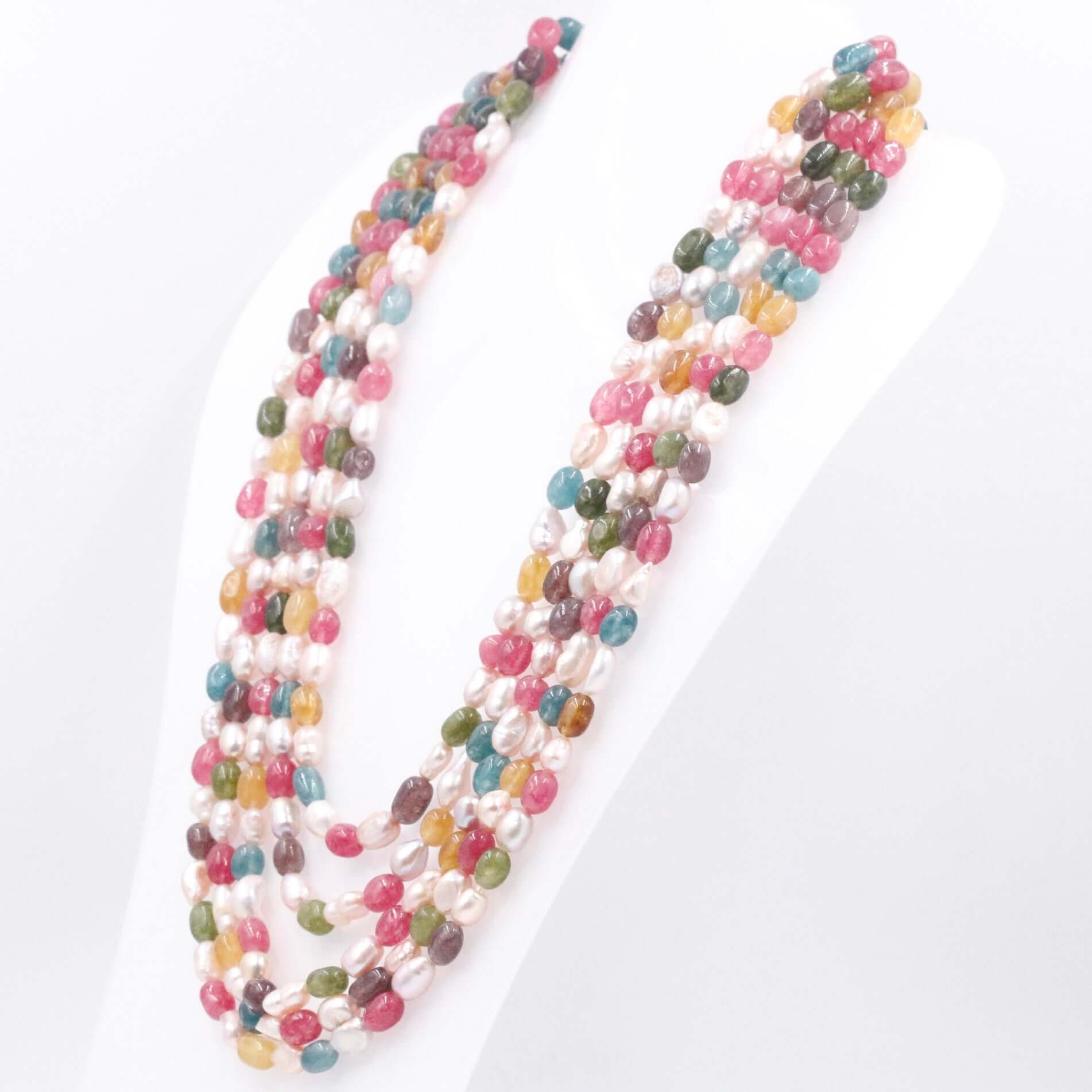 Multi Color Quartz and Pearl Necklace - Taj Mahal Gems
