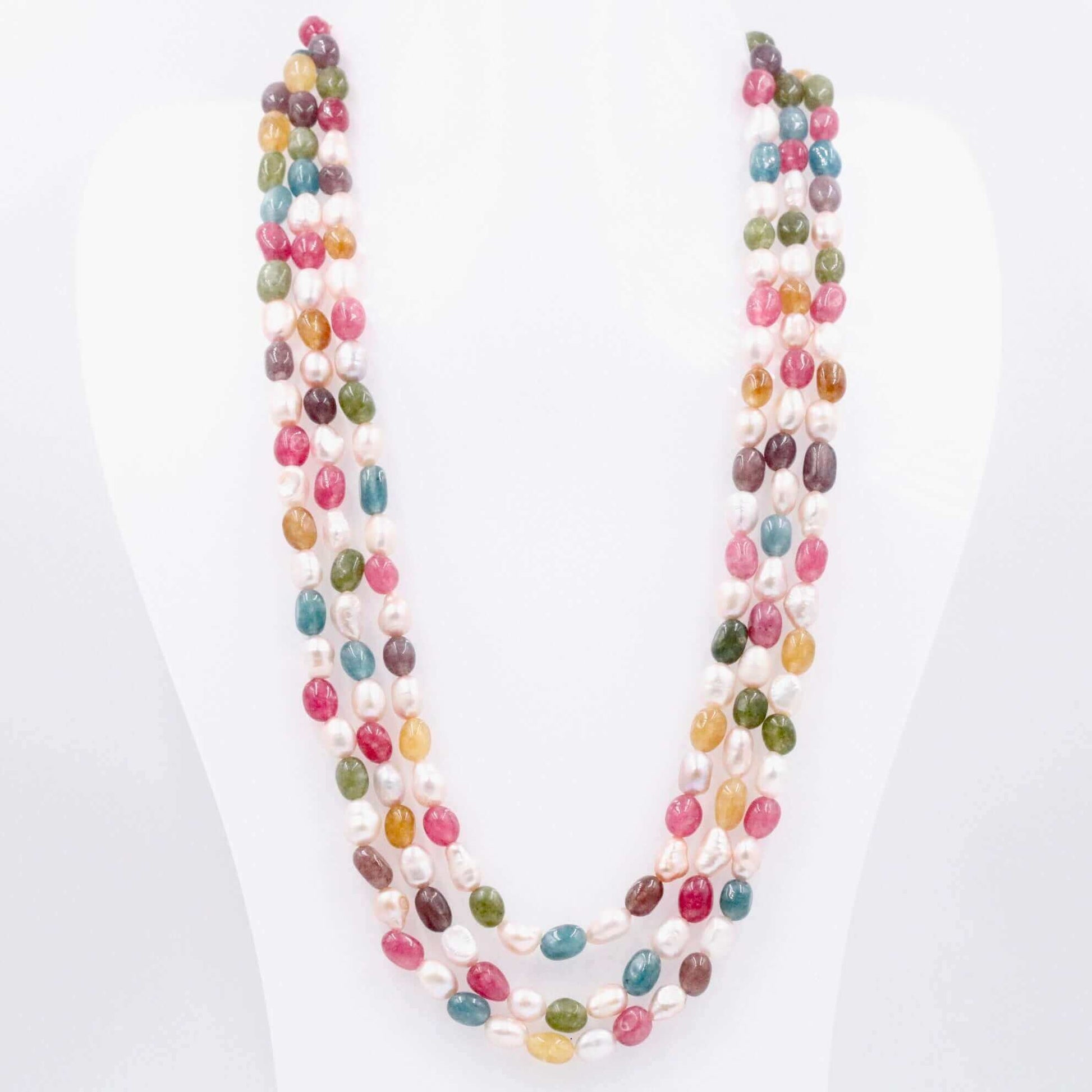Multi Color Quartz and Pearl Necklace - Taj Mahal Gems