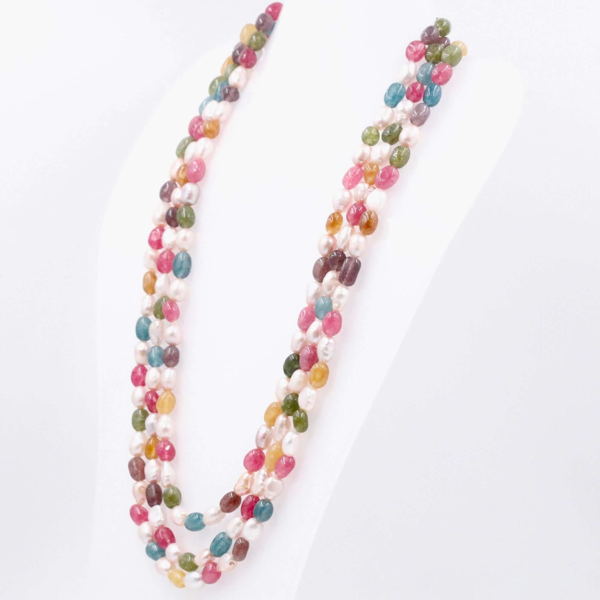 Multi Color Quartz and Pearl Necklace - Taj Mahal Gems