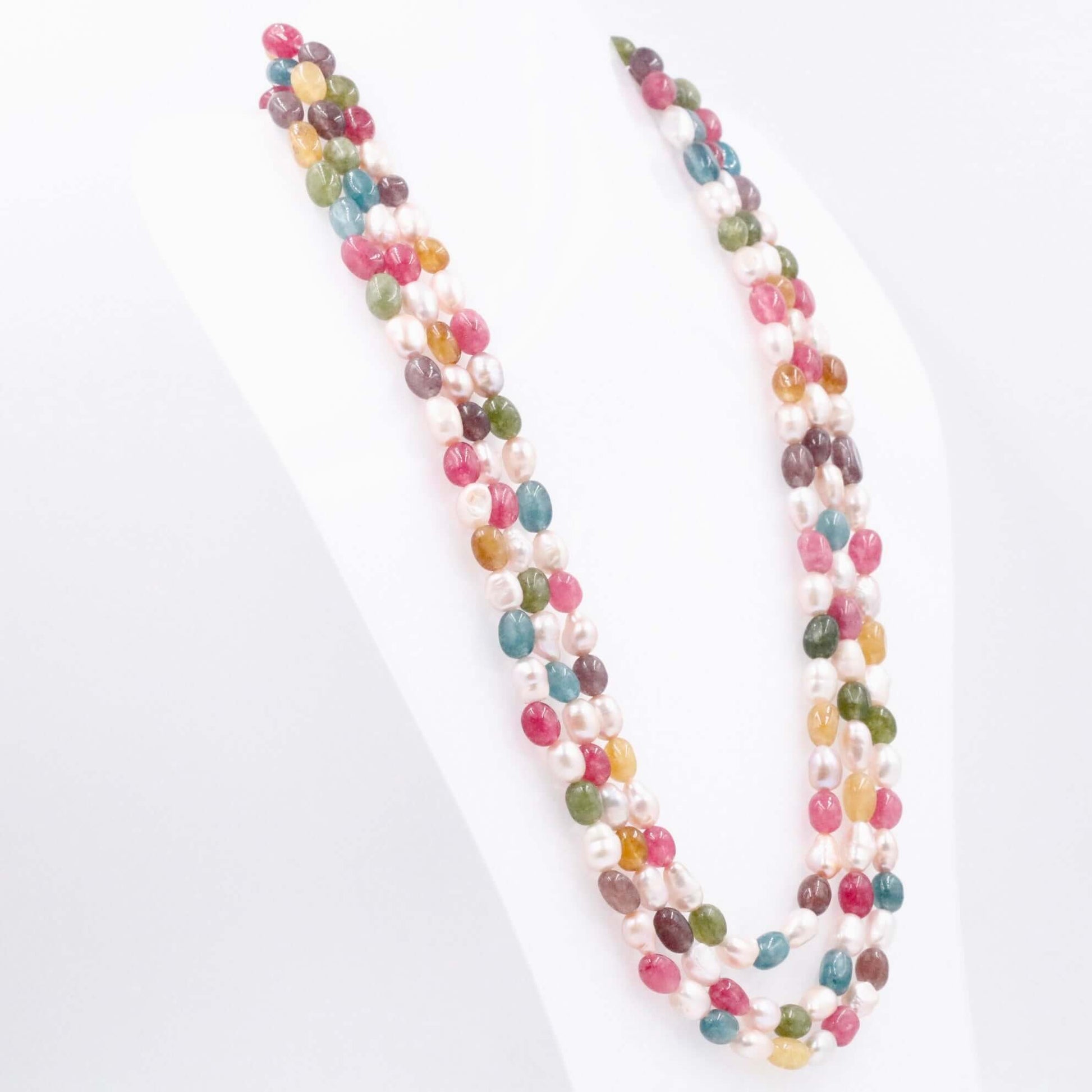 Multi Color Quartz and Pearl Necklace - Taj Mahal Gems