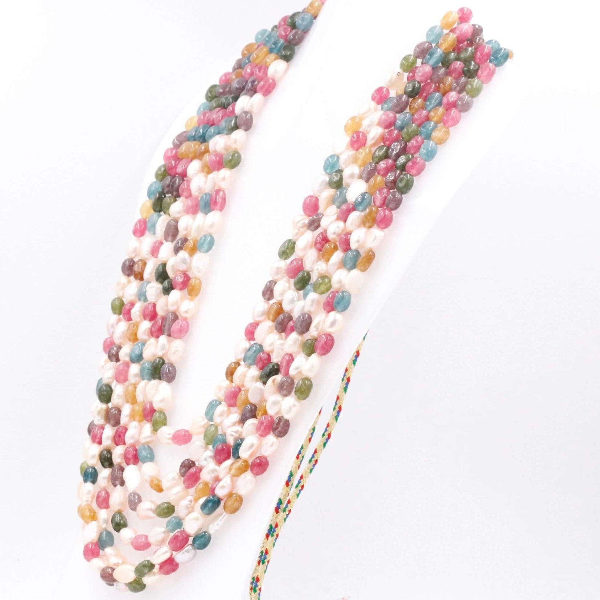 Multi Color Quartz and Pearl Necklace - Taj Mahal Gems