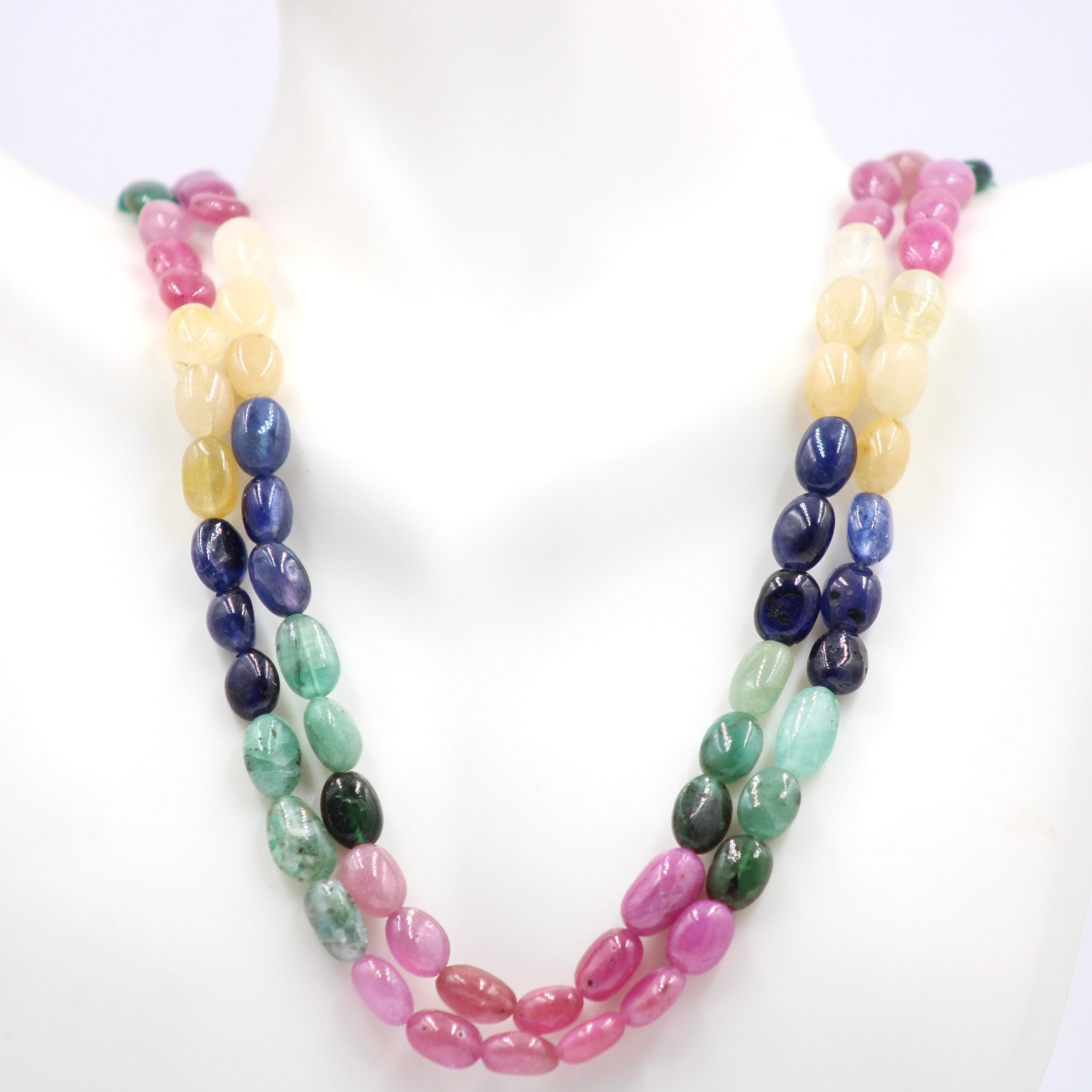 Multi Color Sapphire & Emerald Necklace - Taj Mahal Gems