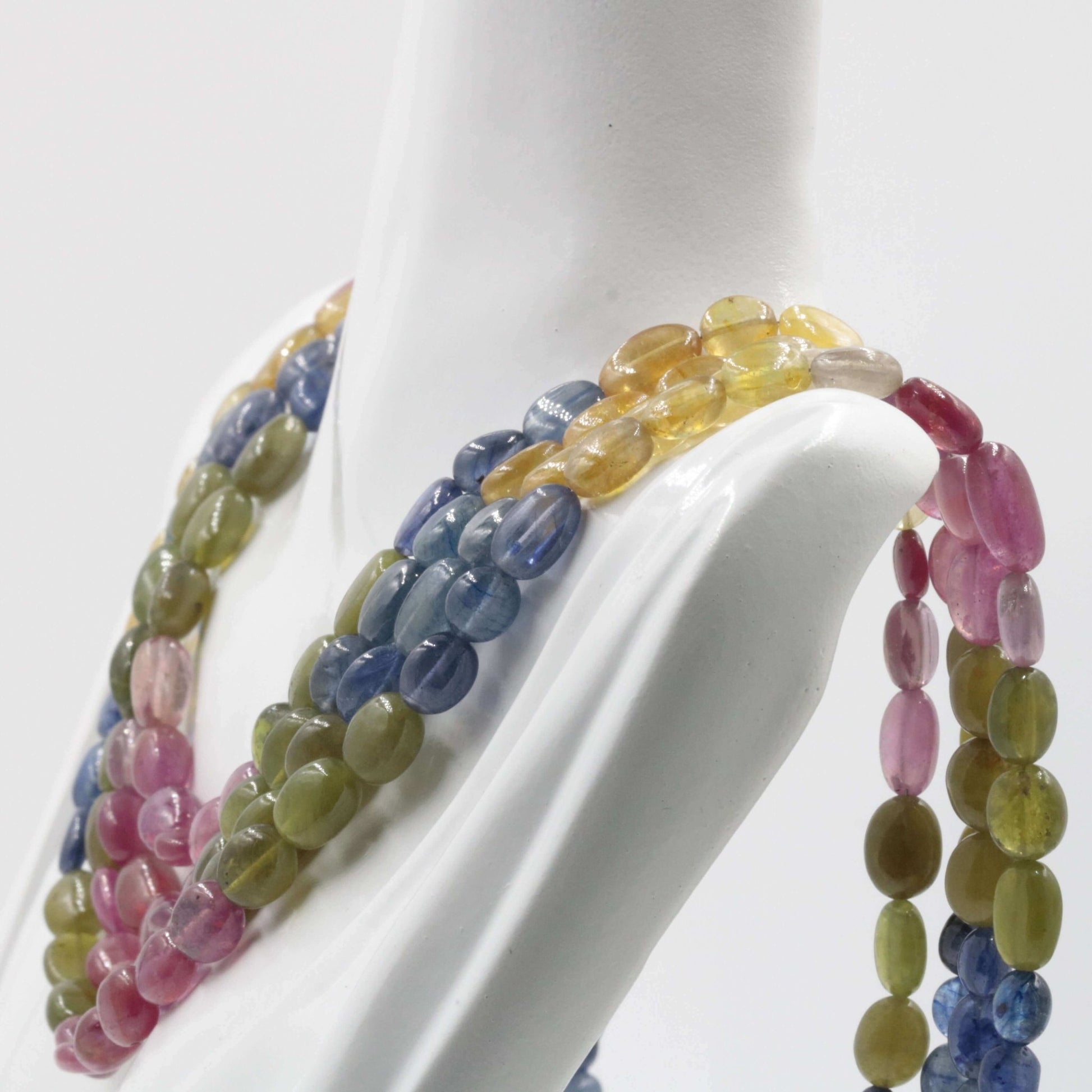 Multi Color Sapphire Ruby Beaded Strand - Taj Mahal Gems