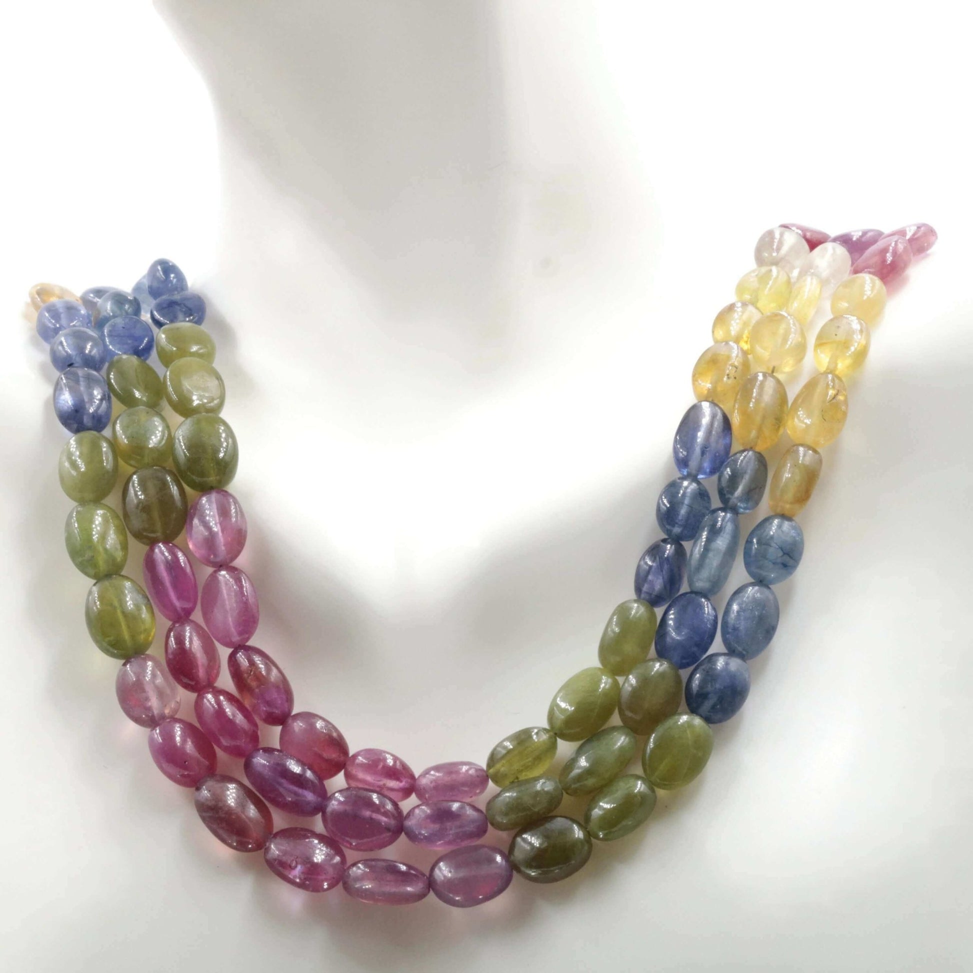 Multi Color Sapphire Ruby Beaded Strand - Taj Mahal Gems