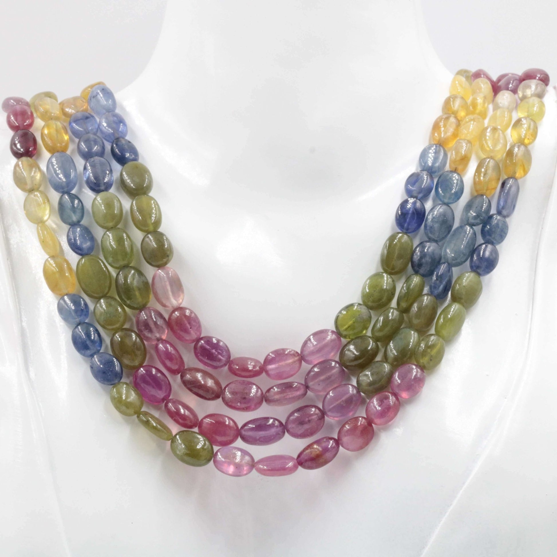 Multi Color Sapphire Ruby Beaded Strand - Taj Mahal Gems