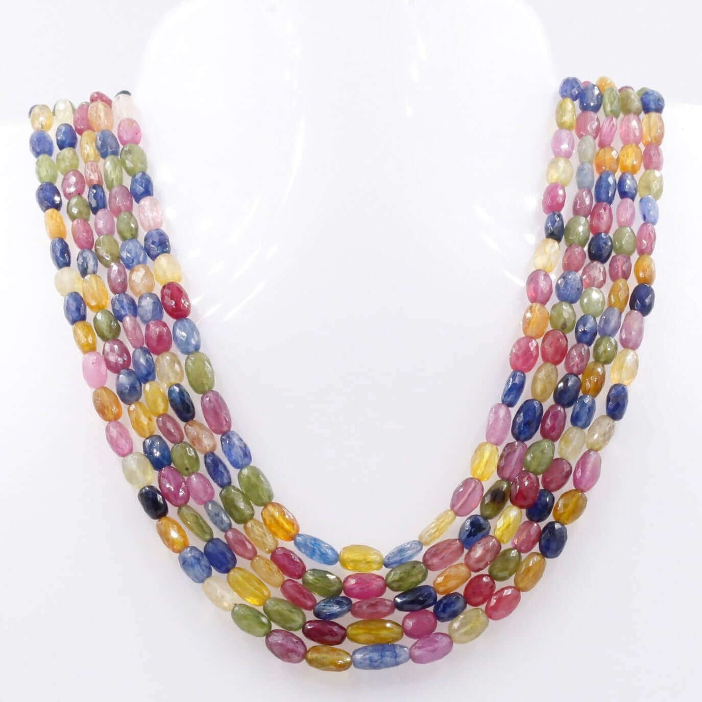 multicolor sapphire ruby necklace showcasing vibrant gemstones in a stunning design.