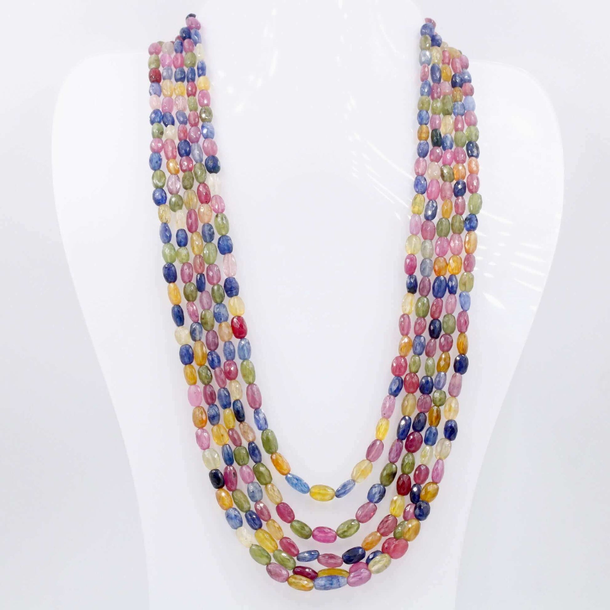 Multicolor sapphire ruby necklace featuring a dazzling gemstone design with a variety of vibrant colors.