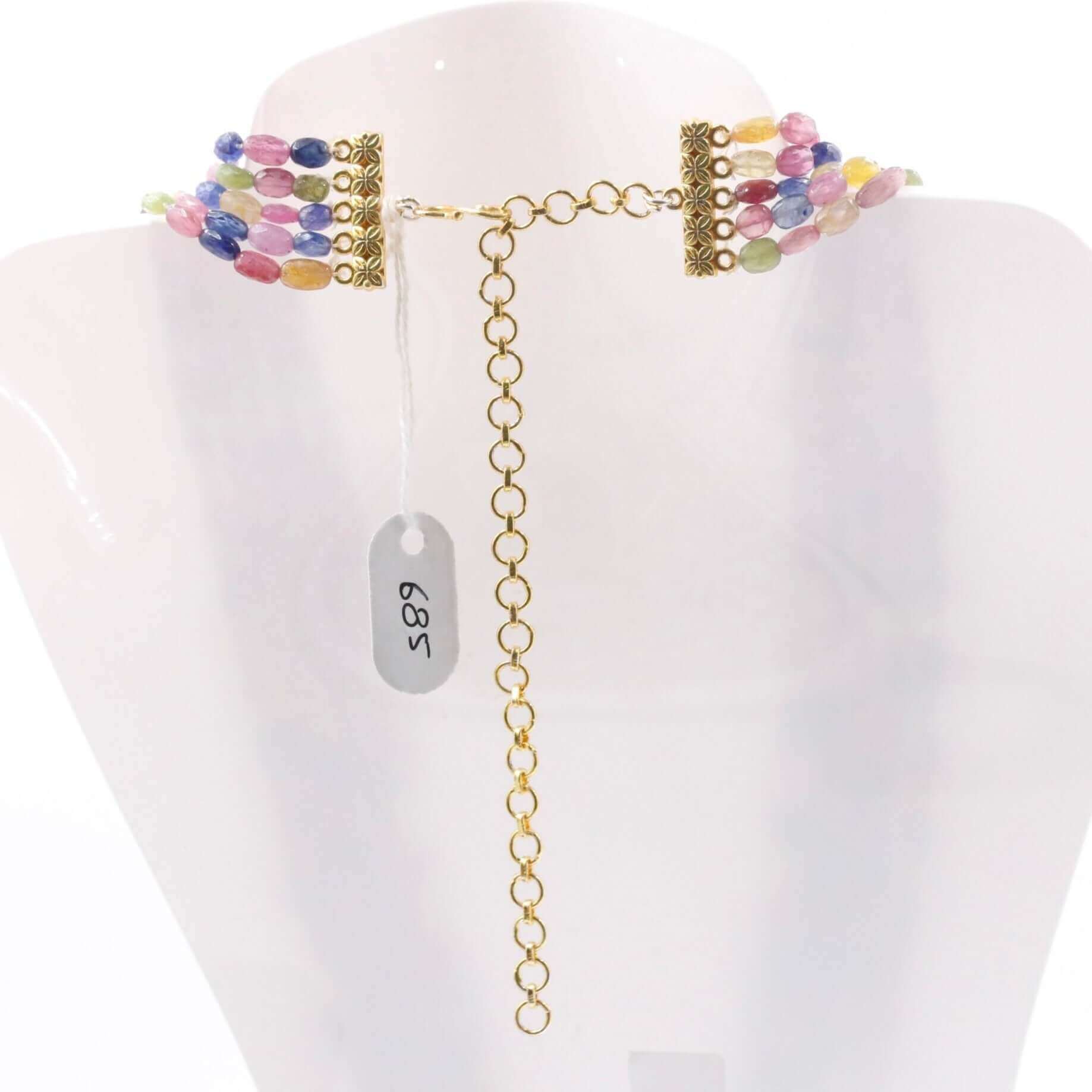Multicolor sapphire ruby necklace showcasing a dazzling gemstone design with various colors of sapphires and rubies.