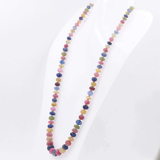 Multi - Colored Sapphire and Ruby Beaded Necklace - Taj Mahal Gems