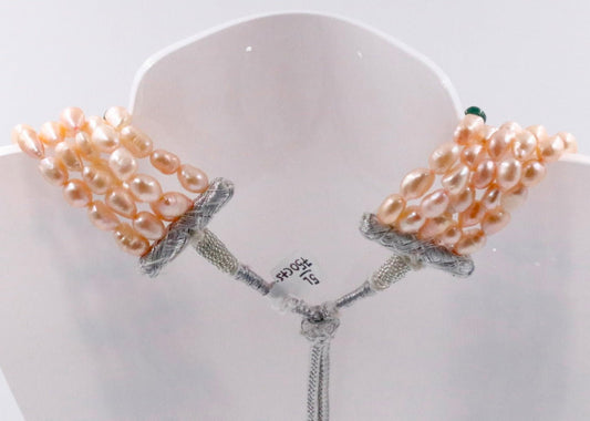 Multi Gemstone Necklace - Aventurine Quartz Ruby Freshwater Pearl Beads - Taj Mahal Gems