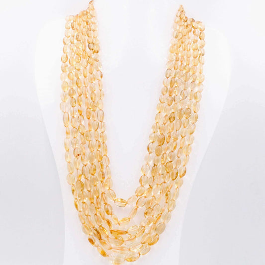 Multi - Strand Citrine Beaded Necklace - Taj Mahal Gems