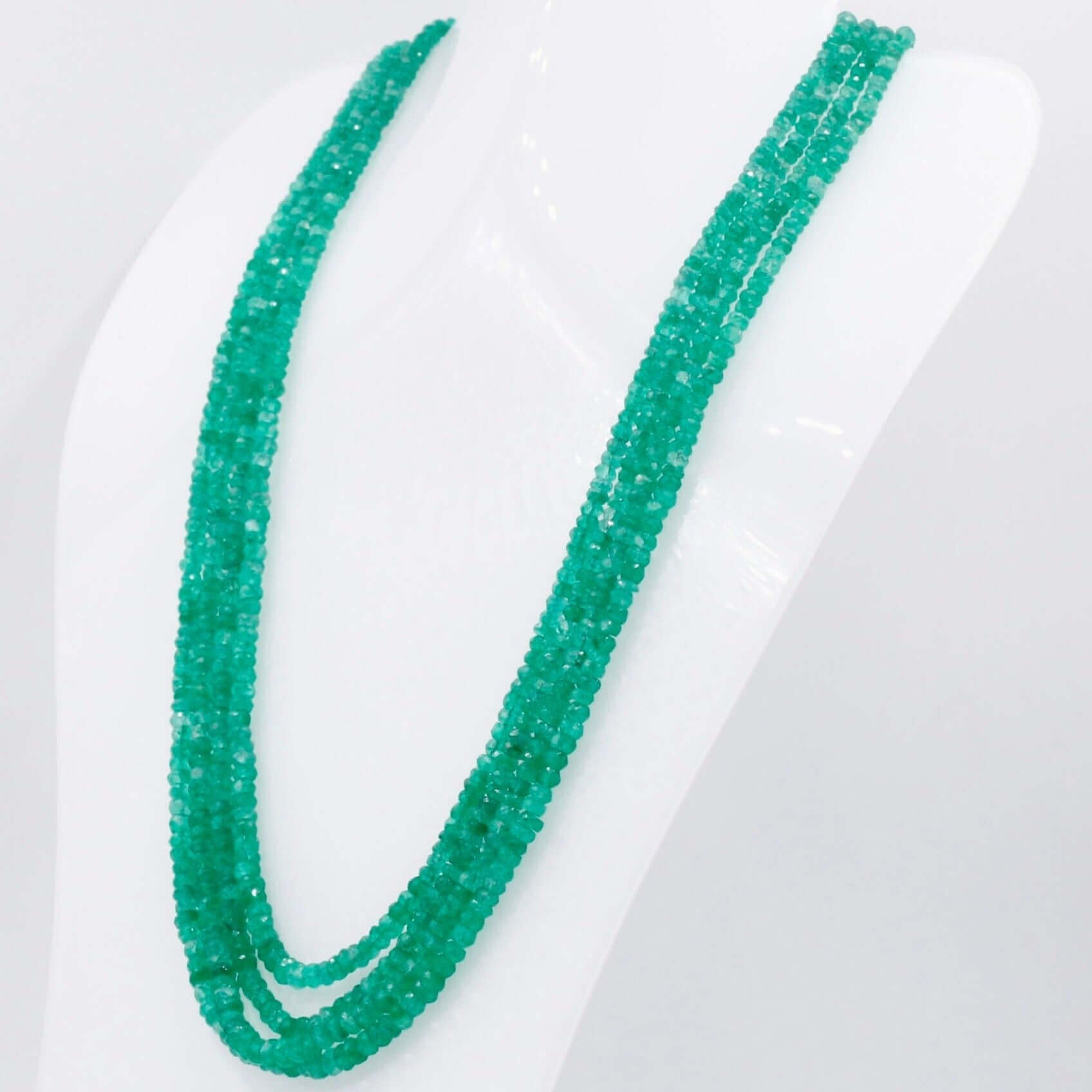 Multi Strand Emerald Beaded Necklace - Taj Mahal Gems