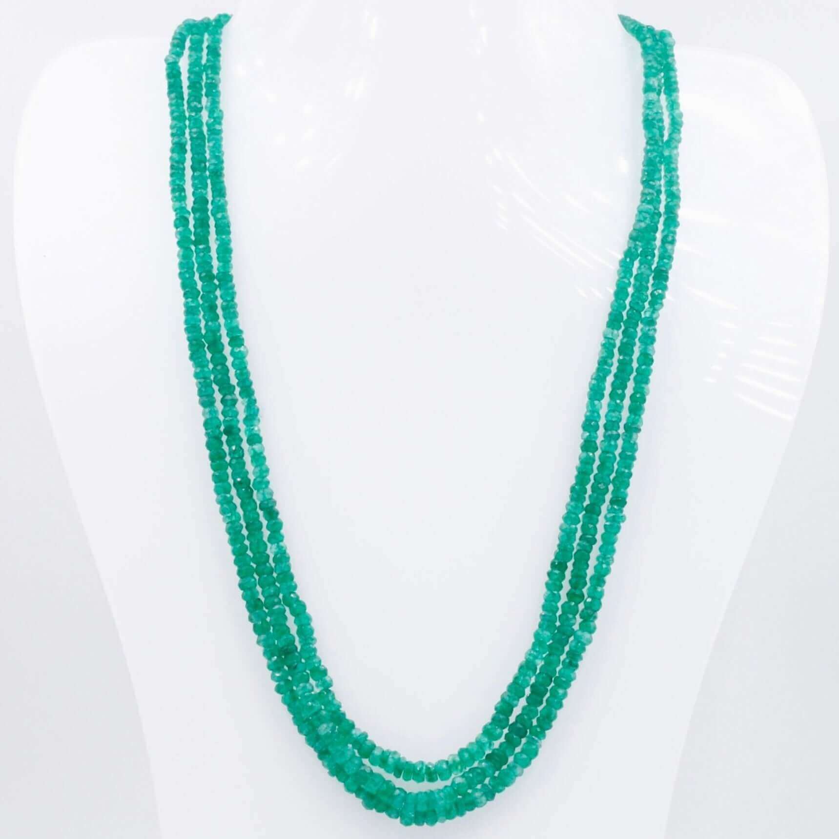 Multi Strand Emerald Beaded Necklace - Taj Mahal Gems