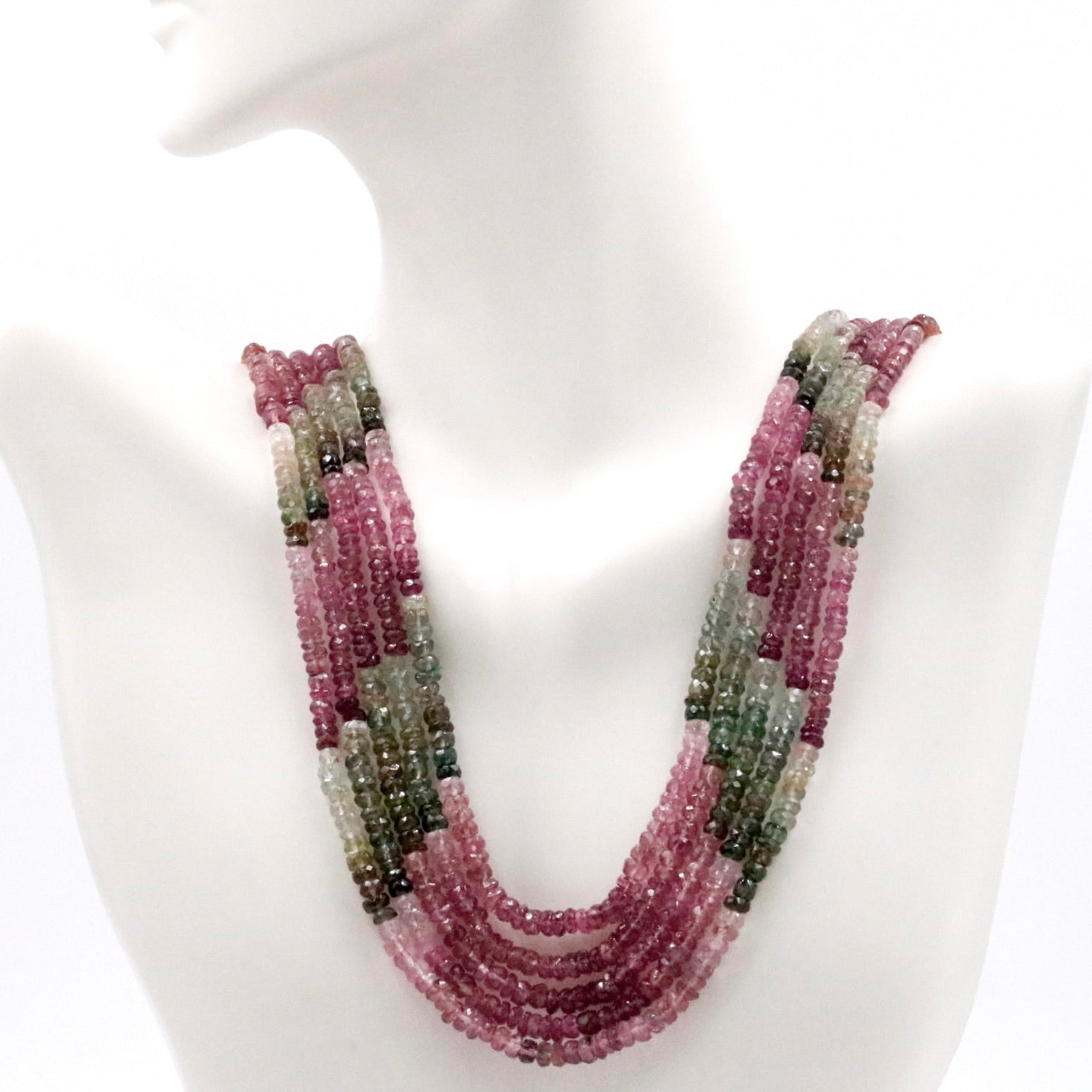 Multi - Stranded Multi - Color Tourmaline Necklace - Taj Mahal Gems