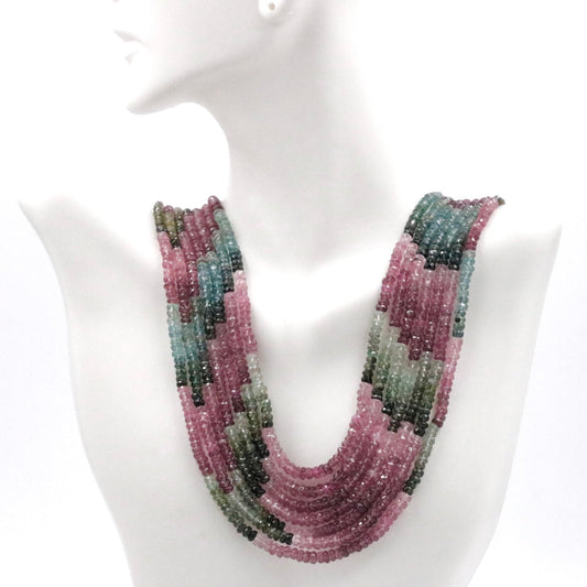 Multi - Stranded Multi - Color Tourmaline Necklace - Taj Mahal Gems