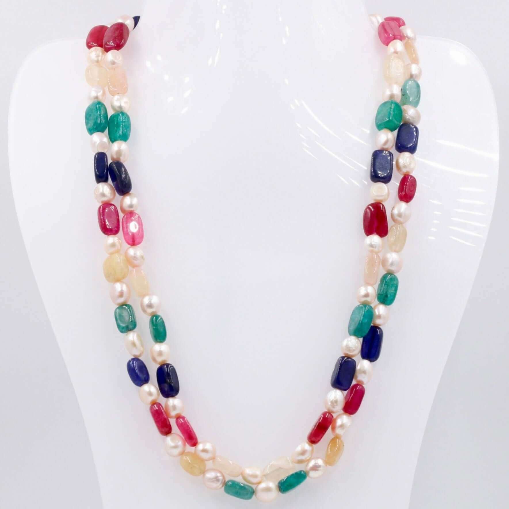 MultiColor Quartz with Fresh Water Pearl Necklace - Taj Mahal Gems