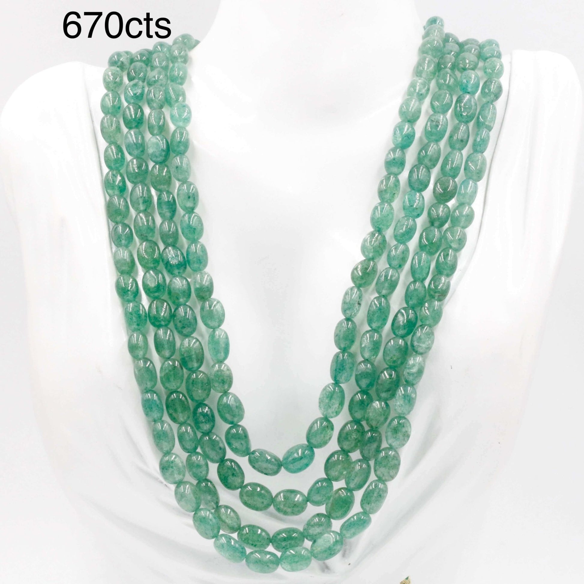 Natural Aventurine Quartz Beaded Necklace - Taj Mahal Gems