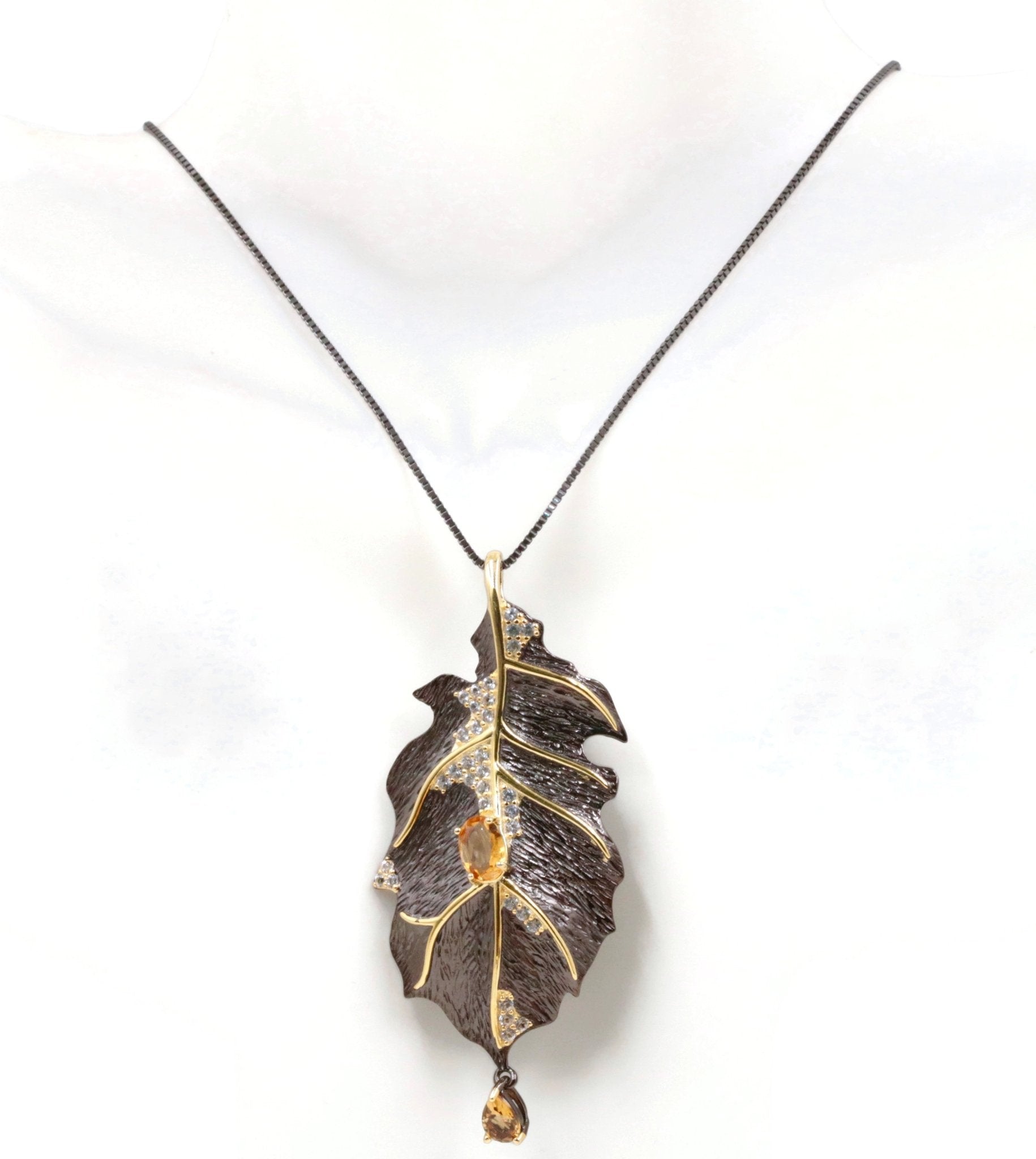Natural Citrine Leaf Pendant - Taj Mahal Gems
