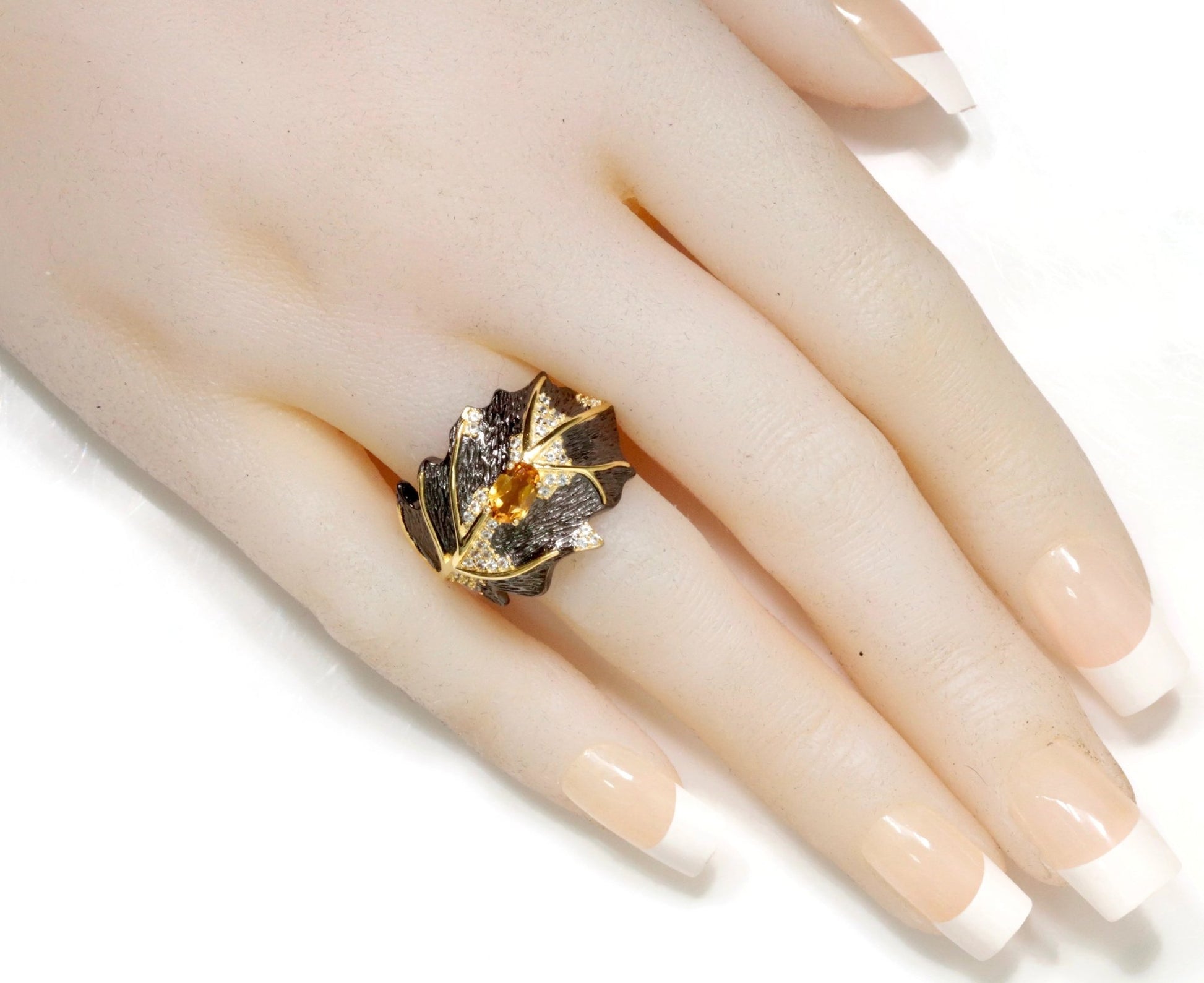 Natural Citrine Leaf Ring - Taj Mahal Gems
