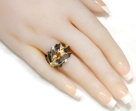 Natural Citrine Leaf Ring - Taj Mahal Gems