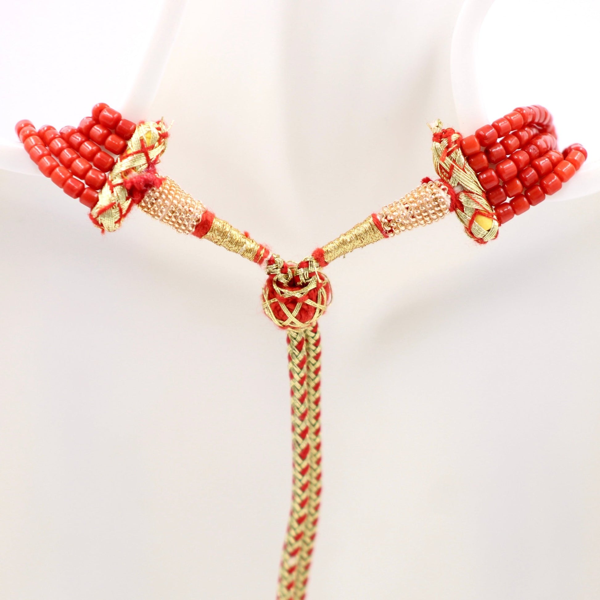 Natural Coral Beaded Multi - Strand Necklace - Taj Mahal Gems