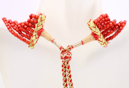 Natural Coral Beaded Multi - Strand Necklace - Taj Mahal Gems