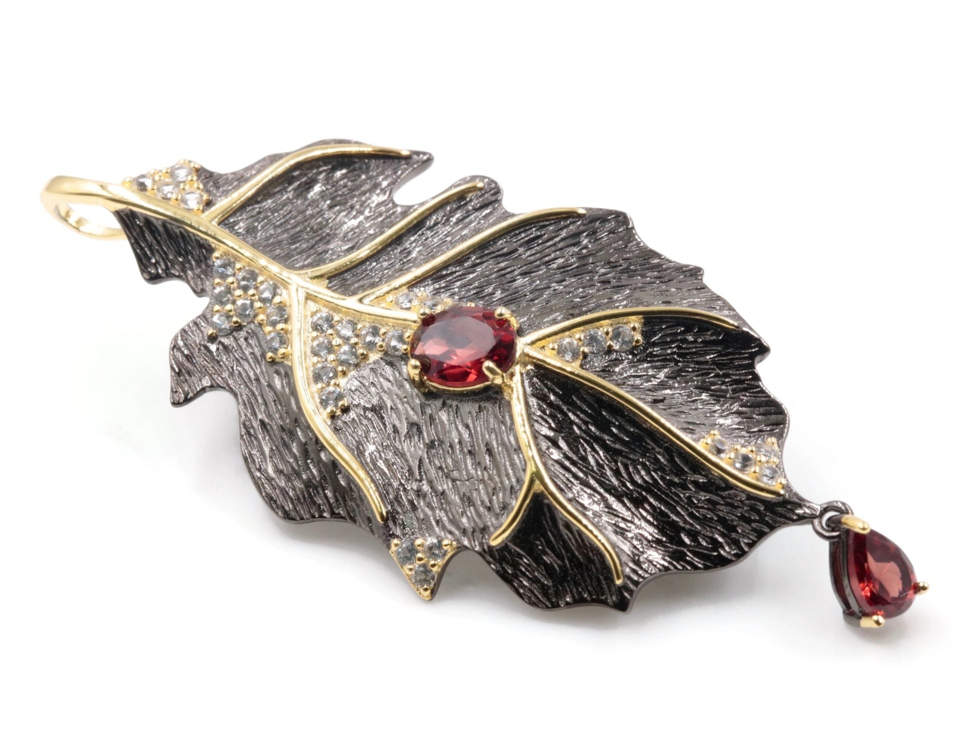 Natural Garnet Leaf Pendant - Taj Mahal Gems