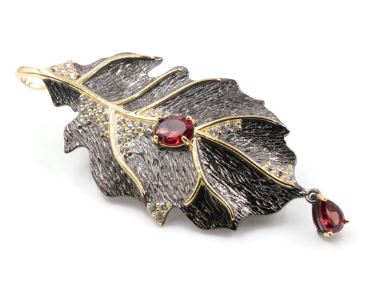 Natural Garnet Leaf Pendant - Taj Mahal Gems