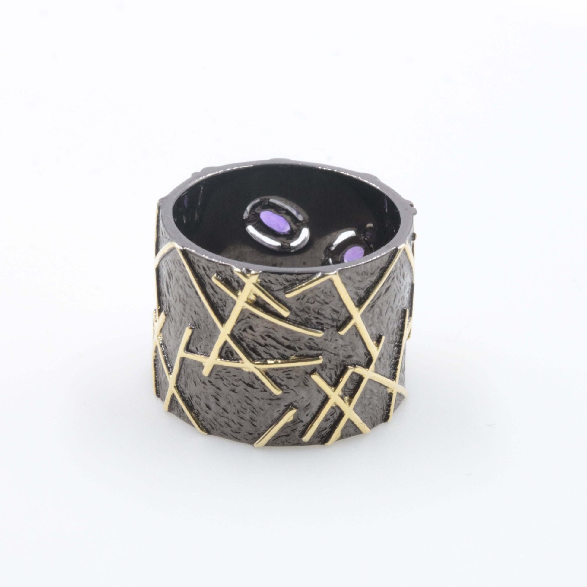 Natural Gemstone Ring Set - Blue Topaz Amethyst Garnet - Taj Mahal Gems