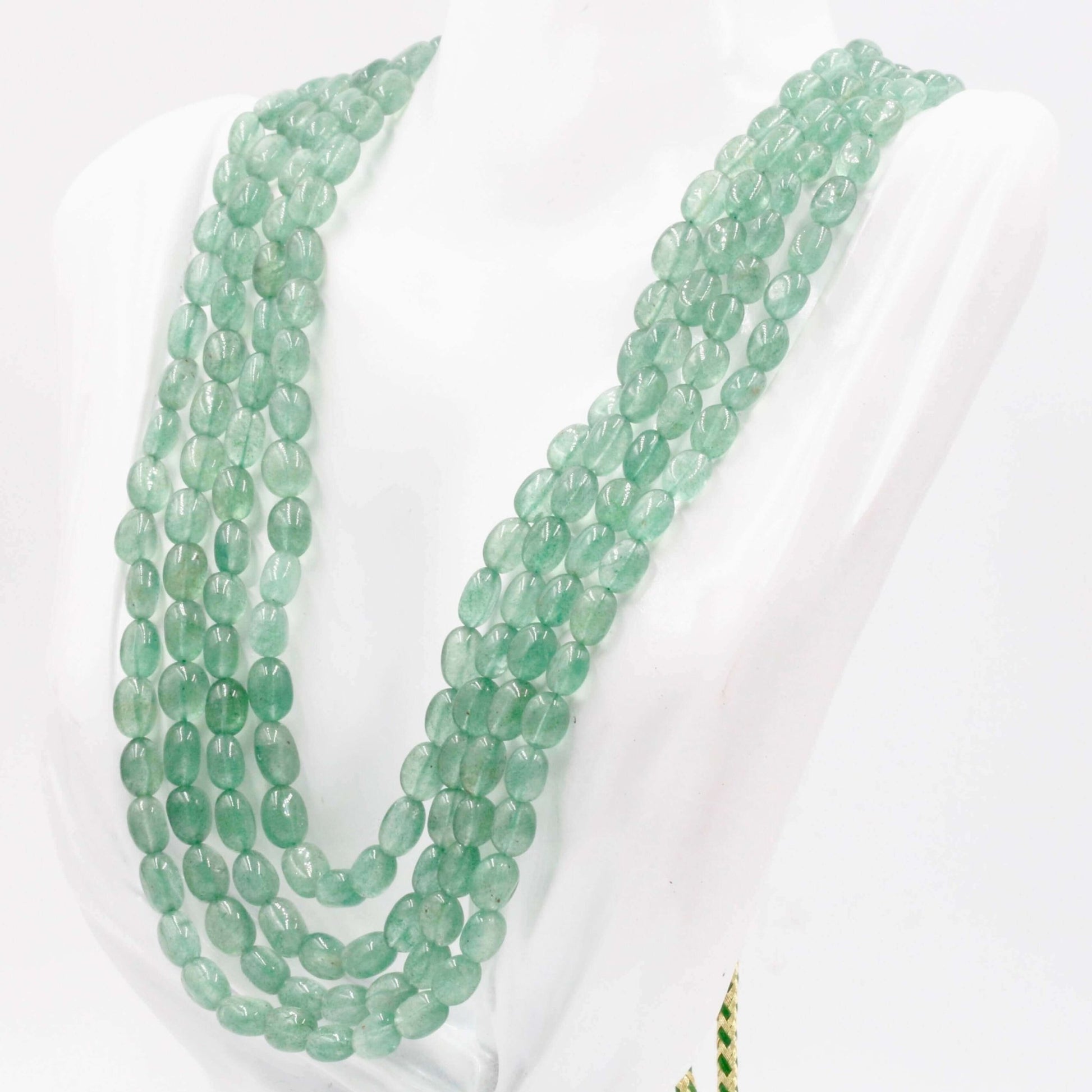 Natural Green Quartz Beaded Necklace - Taj Mahal Gems
