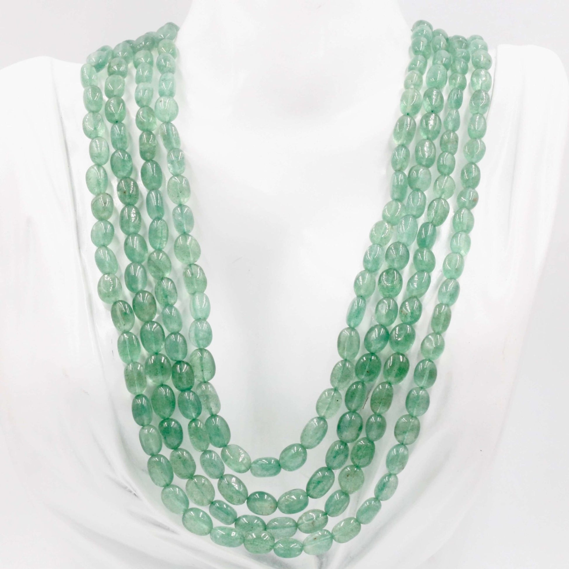 Natural Green Quartz Beaded Necklace - Taj Mahal Gems