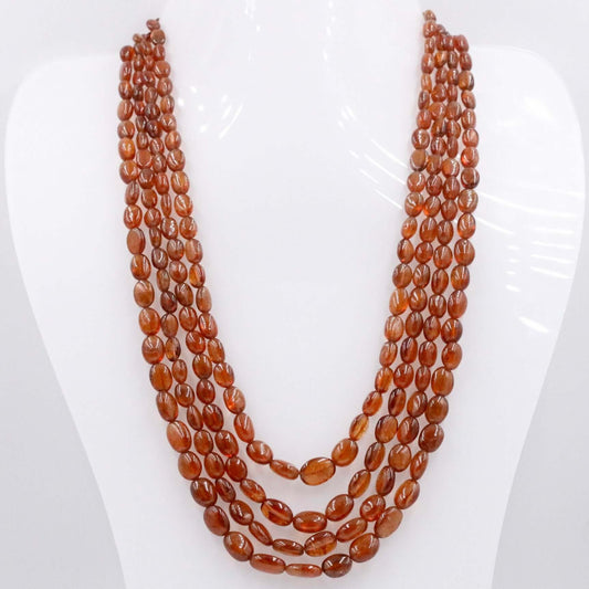 Natural Hessonite Garnet Gemstone Necklace - Taj Mahal Gems