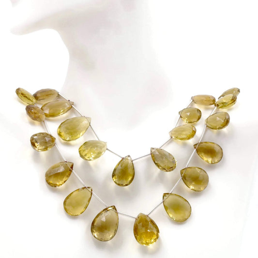 Natural Lemon Quartz Briolette Beads - Taj Mahal Gems