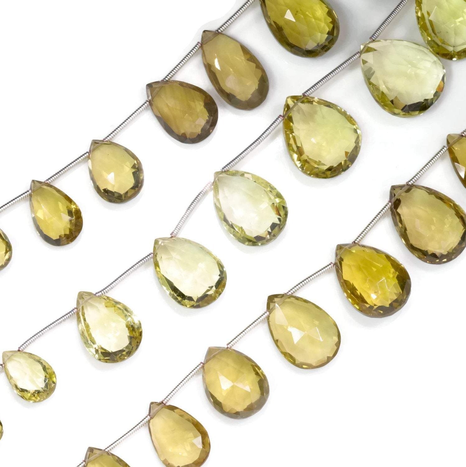 Natural Lemon Quartz Briolette Beads - Taj Mahal Gems