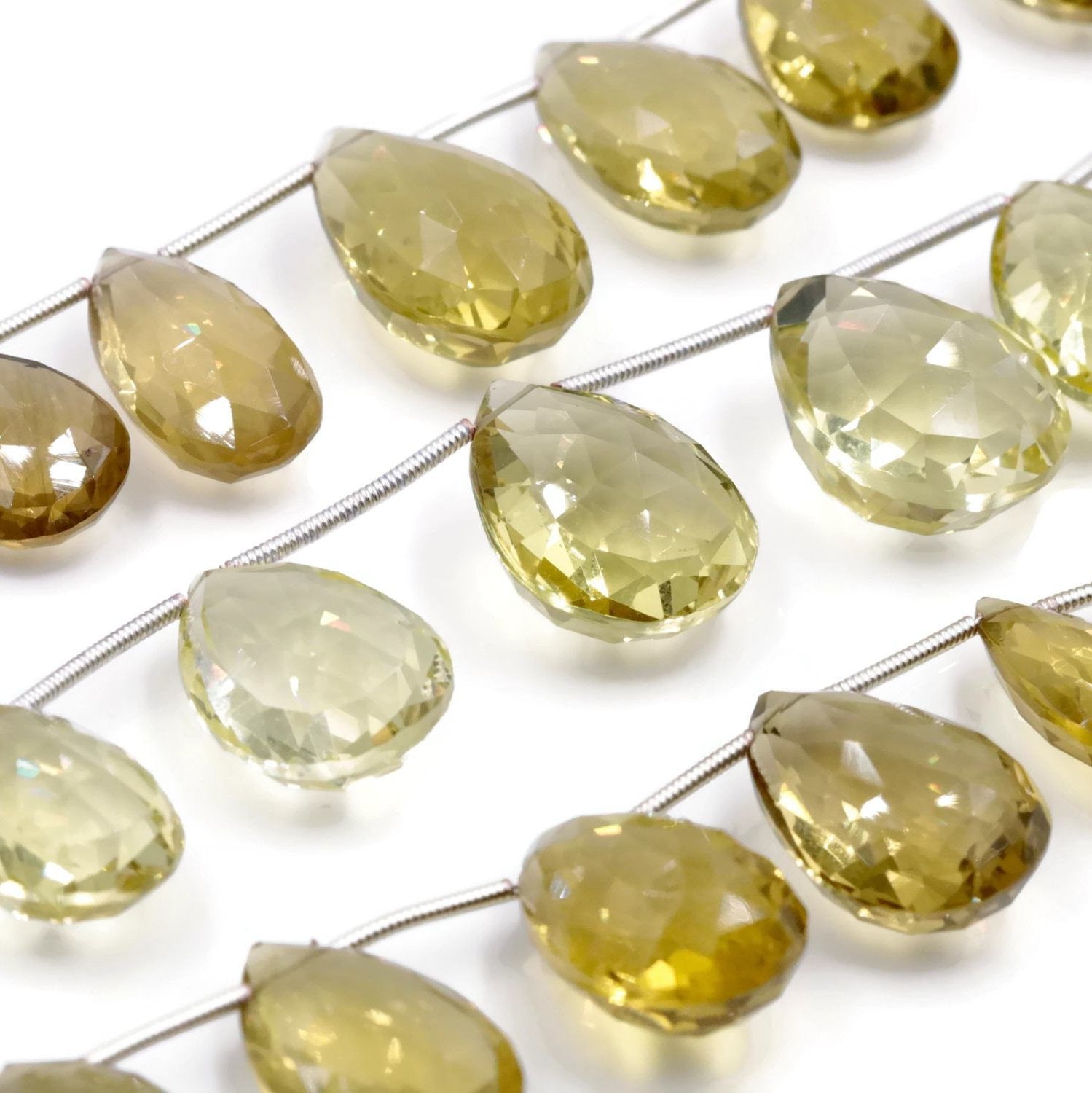 Natural Lemon Quartz Briolette Beads - Taj Mahal Gems