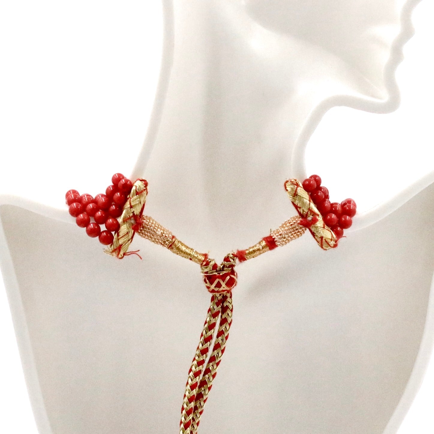 Natural Orange Coral Multi - Strand Beaded Necklace - Taj Mahal Gems