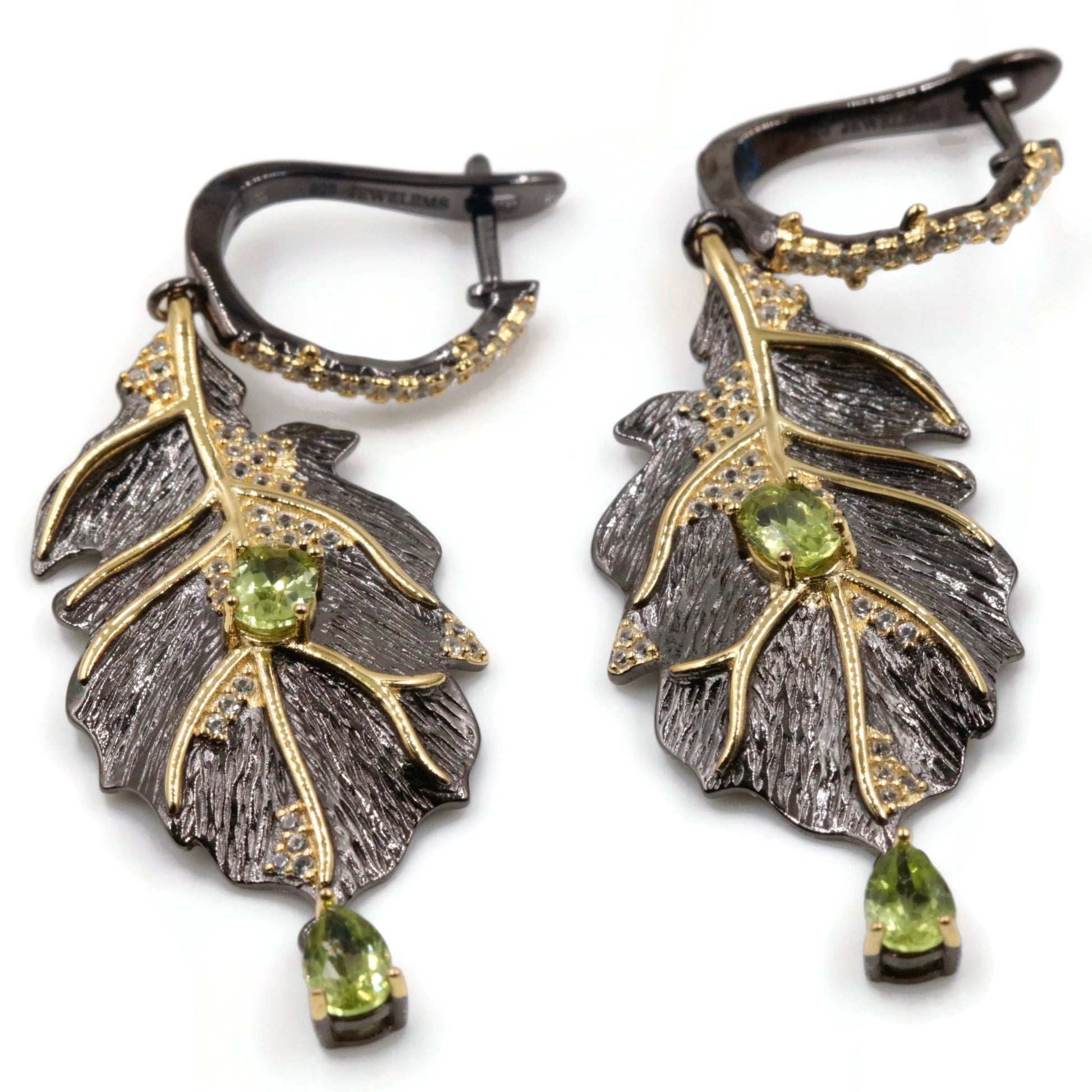 Natural Peridot Leaf Earrings - Taj Mahal Gems