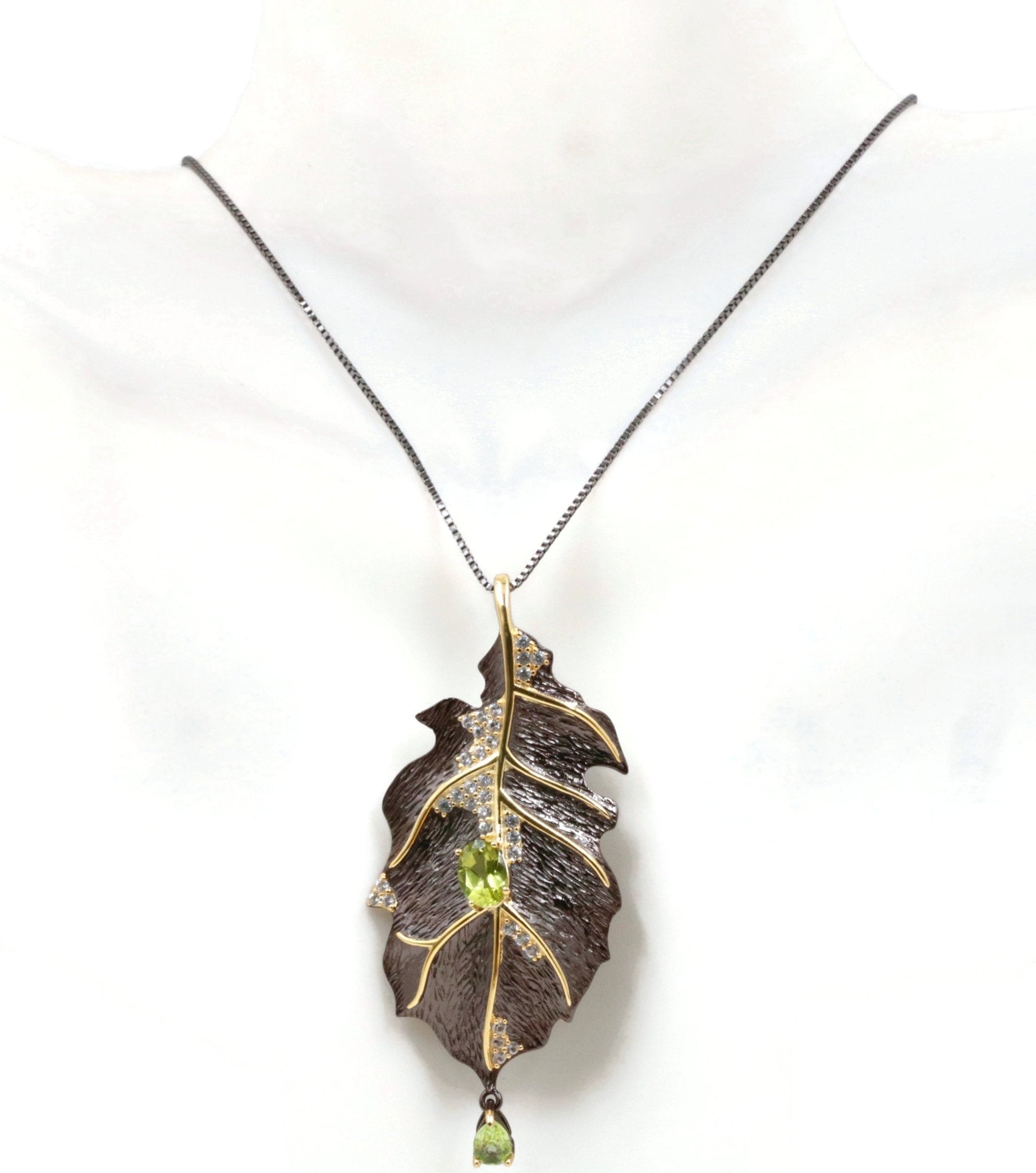 Natural Peridot Leaf Pendant - Taj Mahal Gems