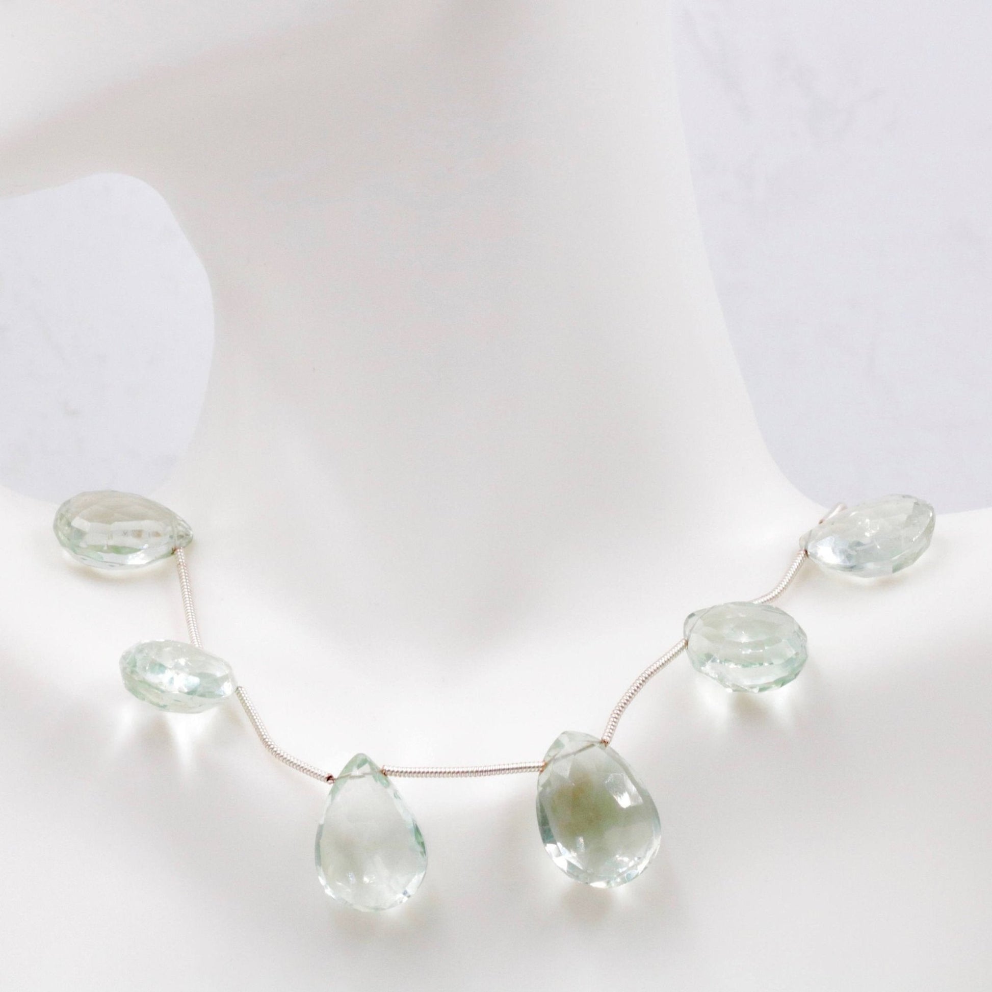 Natural Prasiolite Briolette Strand - Taj Mahal Gems