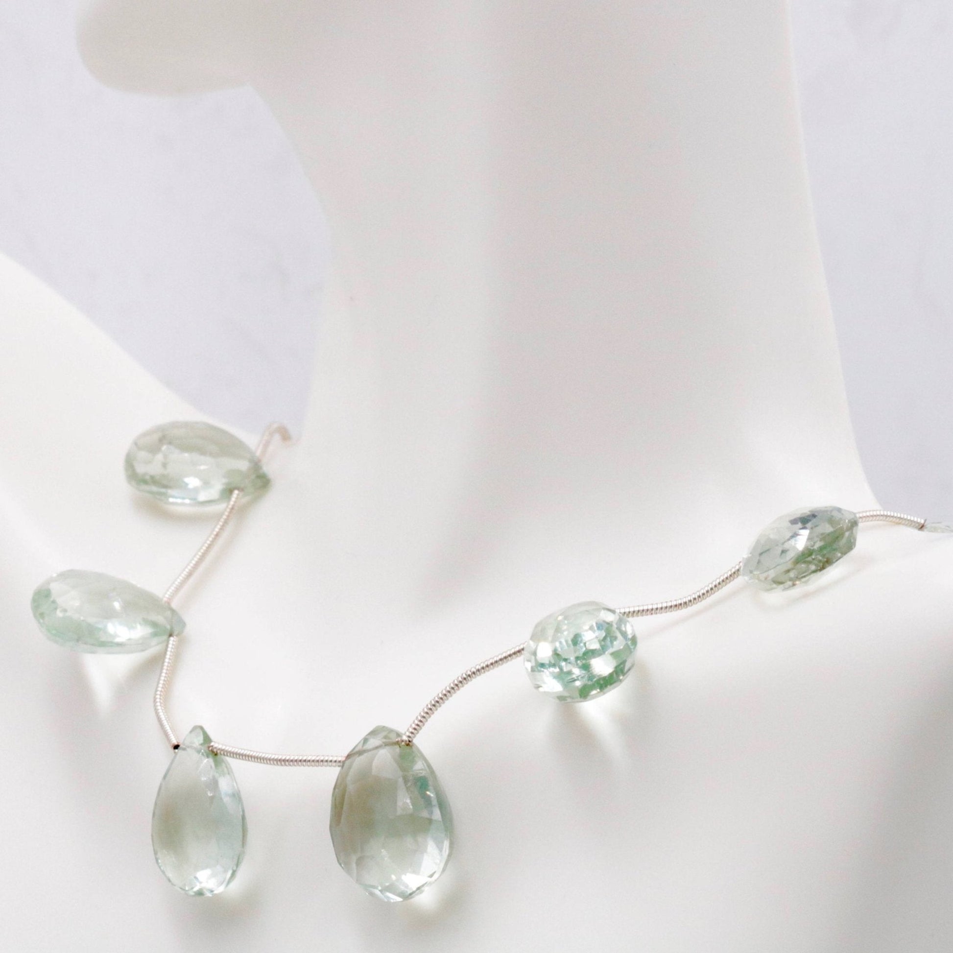 Natural Prasiolite Briolette Strand - Taj Mahal Gems