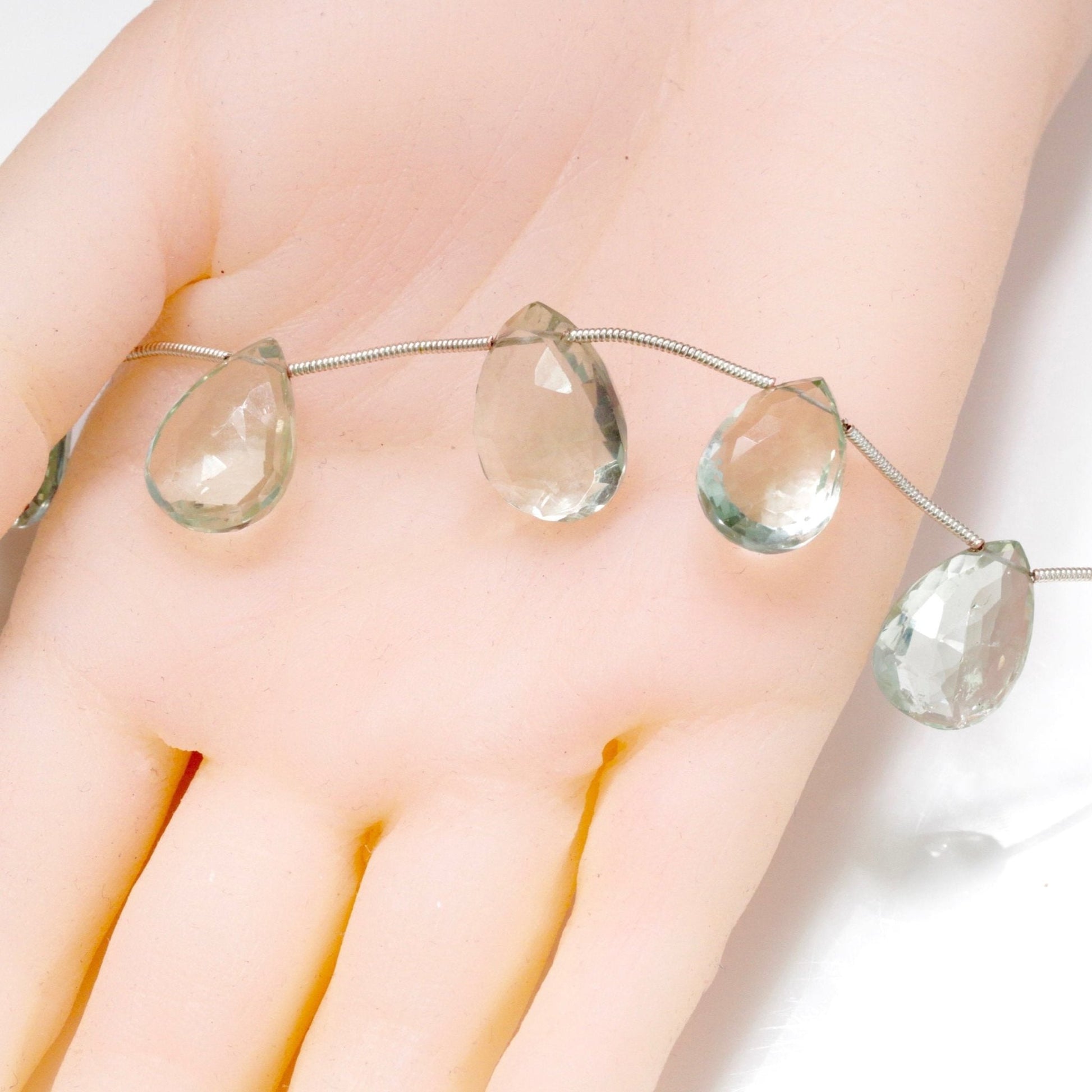 Natural Prasiolite Briolette Strand - Taj Mahal Gems