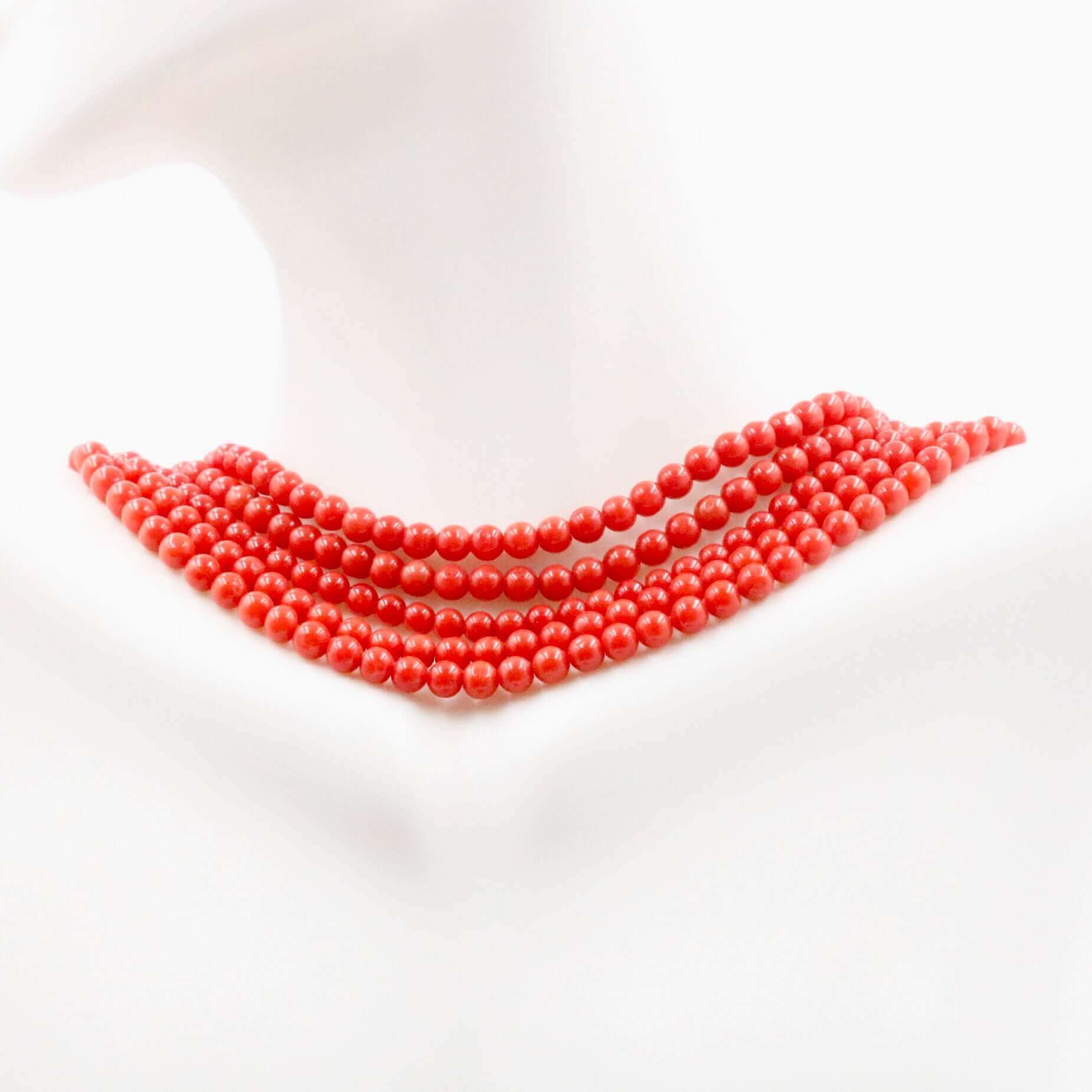 Natural Red Coral Beads Strand - Taj Mahal Gems