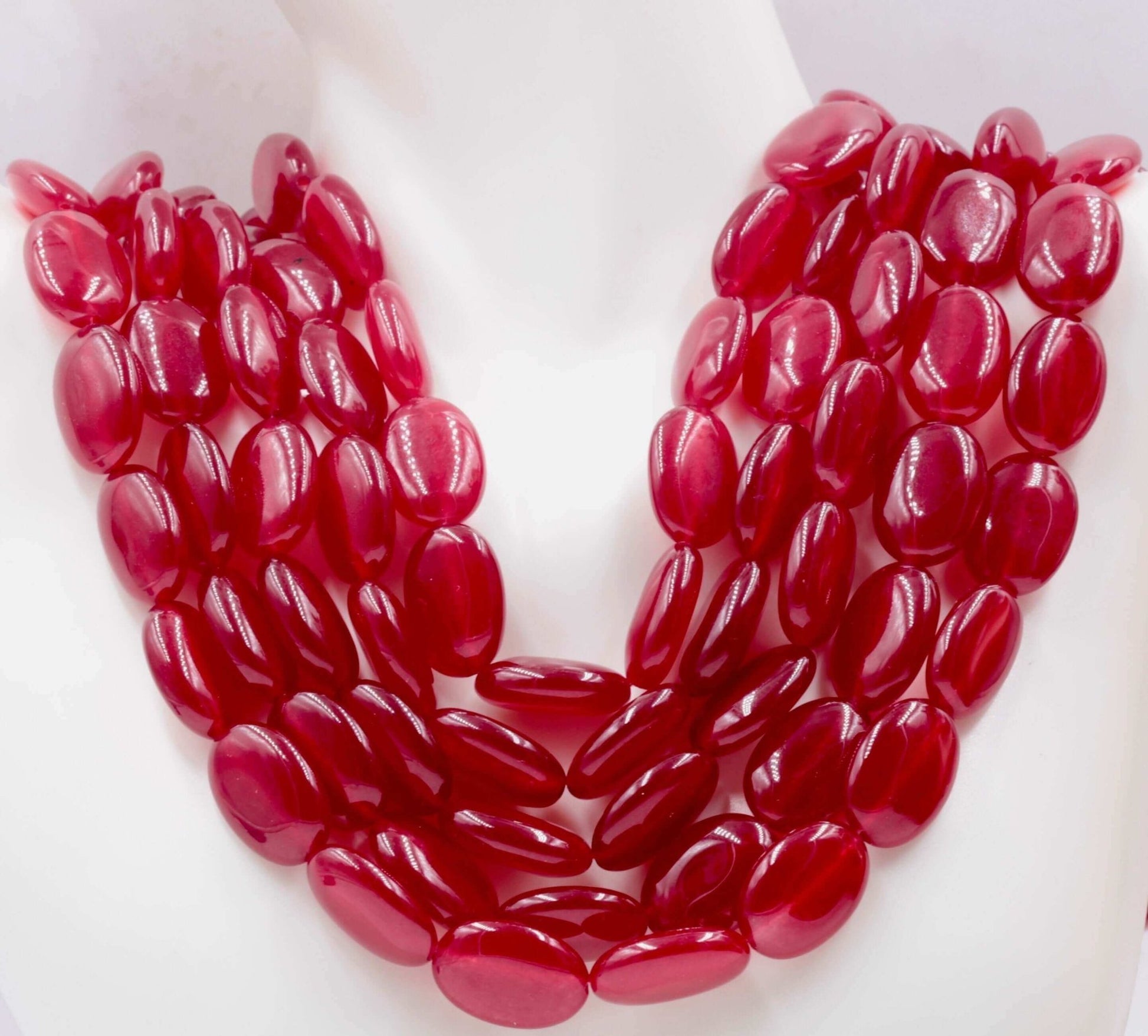 Natural Red Quartz Beads Necklace - Taj Mahal Gems