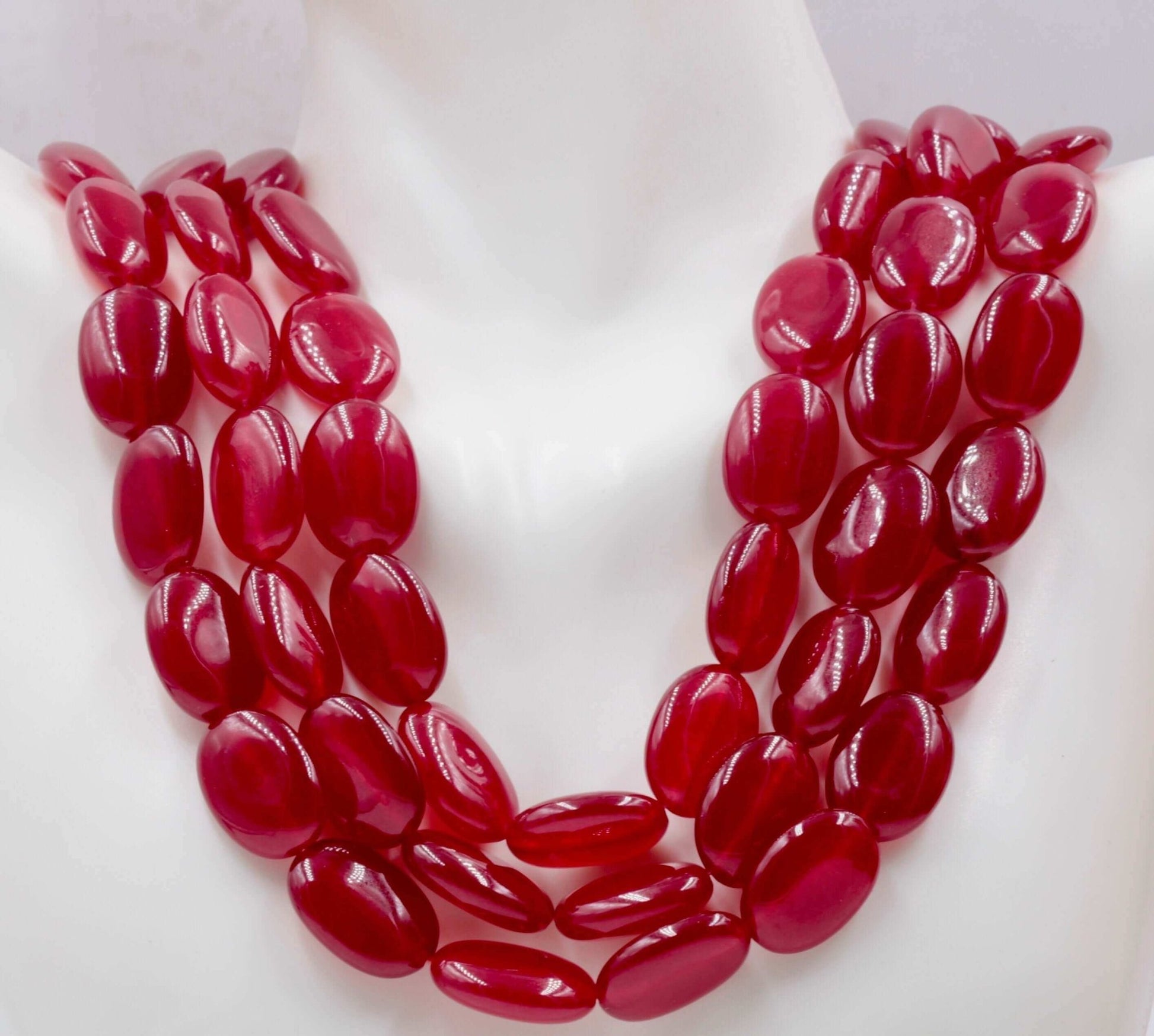 Natural Red Quartz Beads Necklace - Taj Mahal Gems