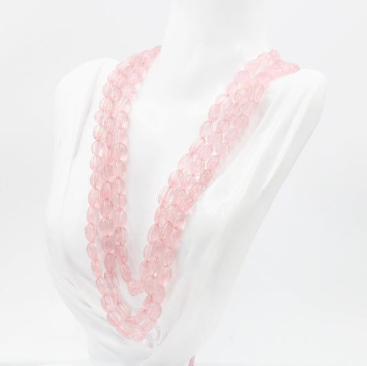 Natural Rose Quartz Pumpkin Beaded Necklace - Taj Mahal Gems