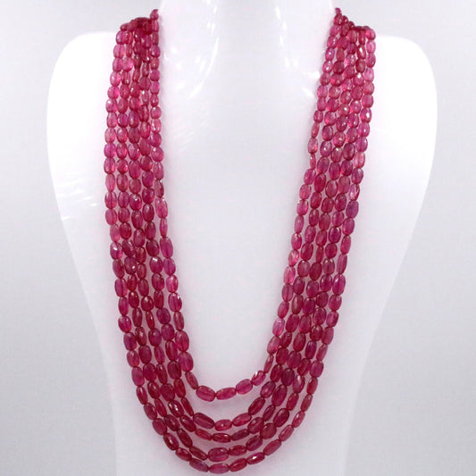 Natural Ruby Beaded Necklace - Taj Mahal Gems