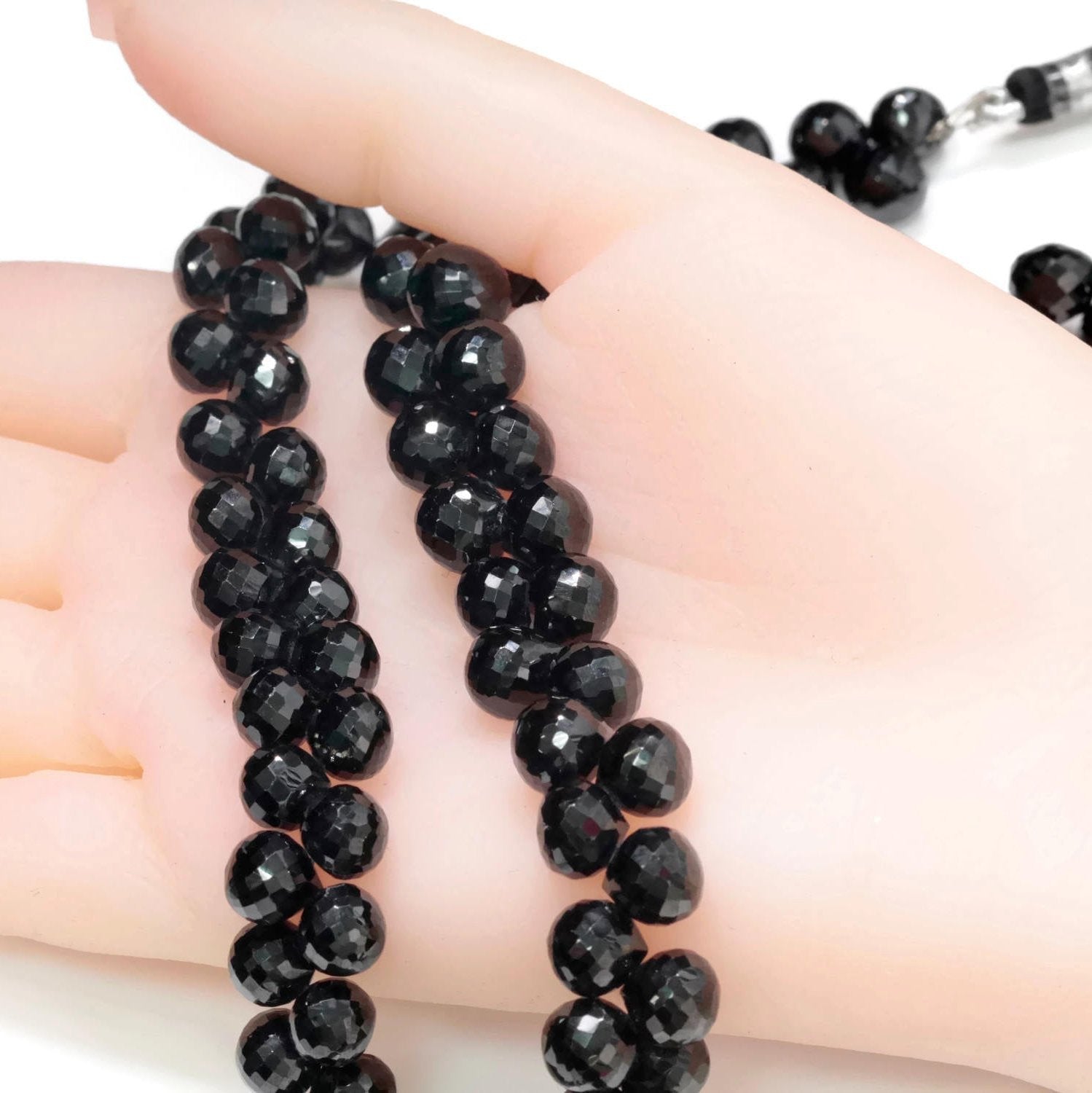Natural Spinel Black Onion Drops Strands - Taj Mahal Gems